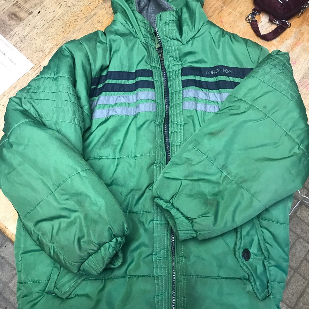 London Fog  Boys Green Hooded Coat size Lg 7